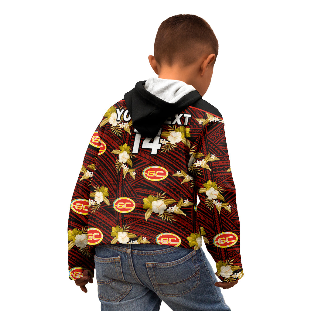 custom-text-and-number-gold-coast-football-kid-hoodie-suns-polynesian-tribal-mix-tropical-hawaiian-style