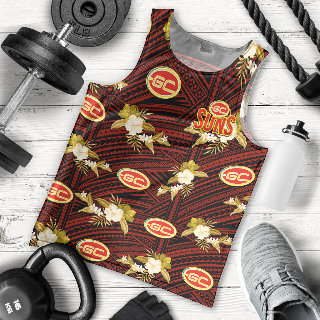 custom-text-and-number-gold-coast-football-men-tank-top-suns-polynesian-tribal-mix-tropical-hawaiian-style