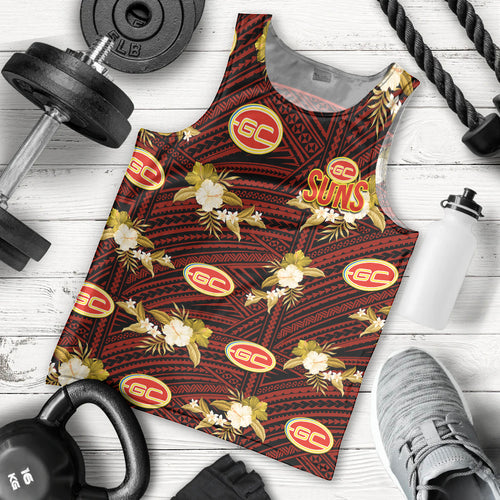 custom-text-and-number-gold-coast-football-men-tank-top-suns-polynesian-tribal-mix-tropical-hawaiian-style