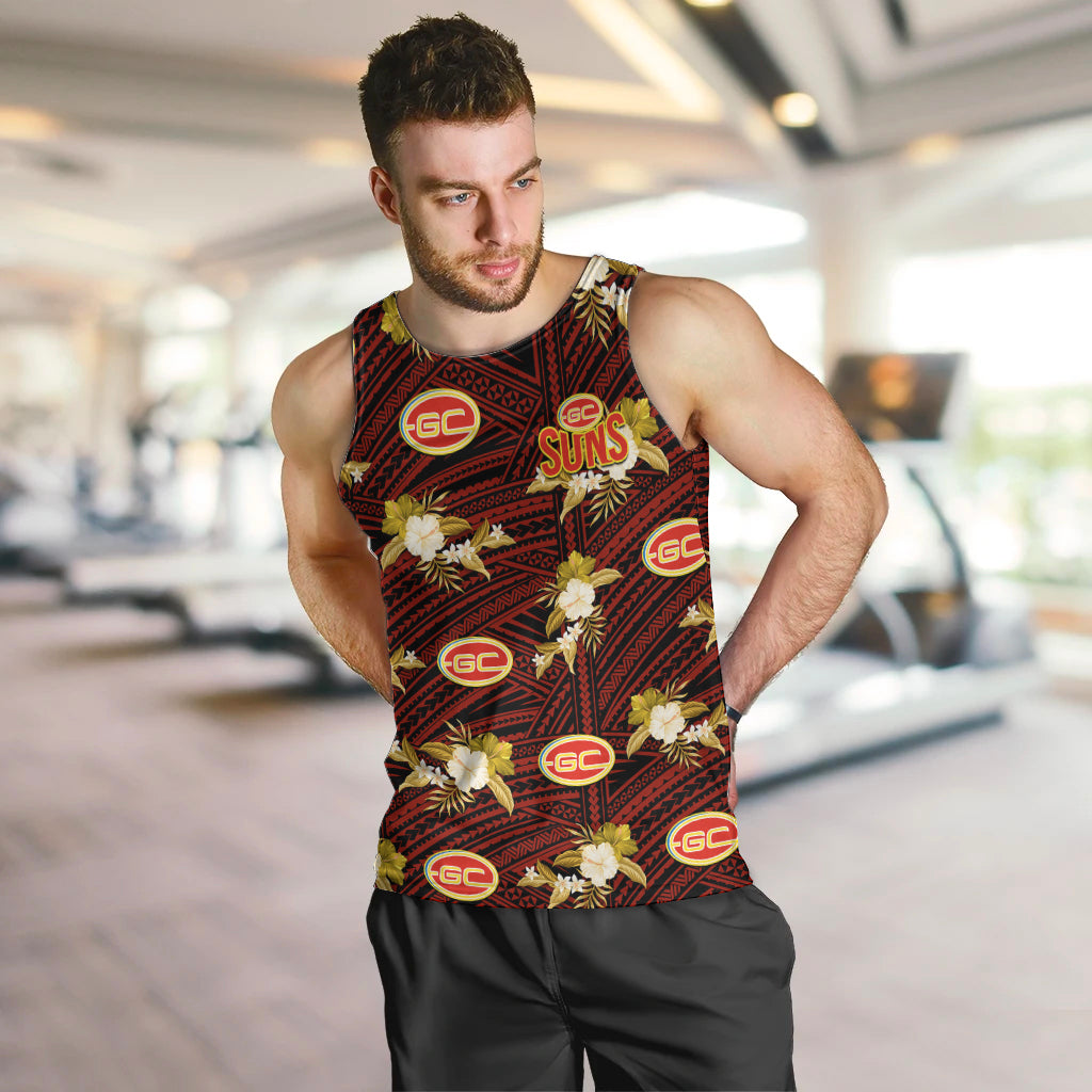 custom-text-and-number-gold-coast-football-men-tank-top-suns-polynesian-tribal-mix-tropical-hawaiian-style