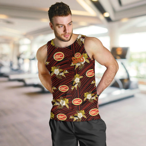 custom-text-and-number-gold-coast-football-men-tank-top-suns-polynesian-tribal-mix-tropical-hawaiian-style