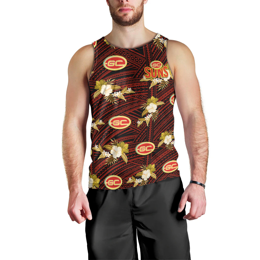 custom-text-and-number-gold-coast-football-men-tank-top-suns-polynesian-tribal-mix-tropical-hawaiian-style