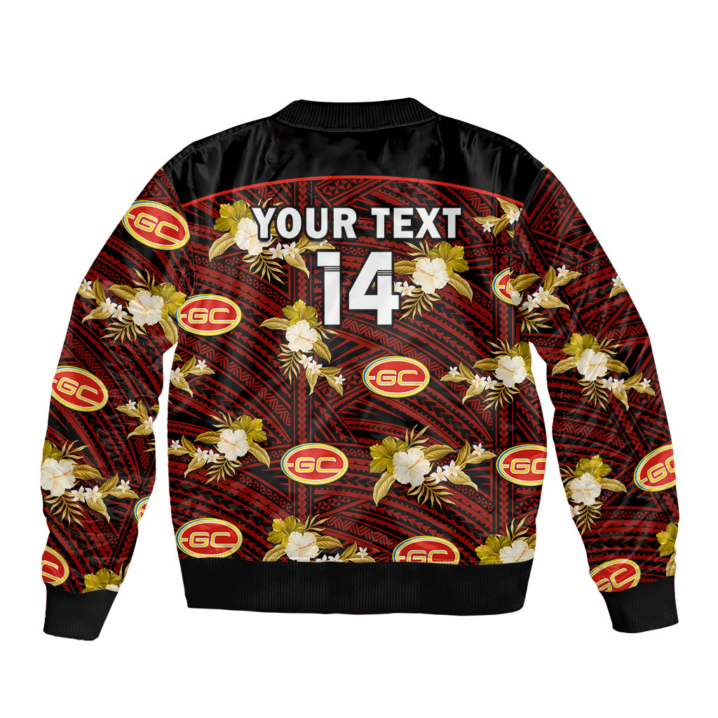 custom-text-and-number-gold-coast-football-sleeve-zip-bomber-jacket-suns-polynesian-tribal-mix-tropical-hawaiian-style