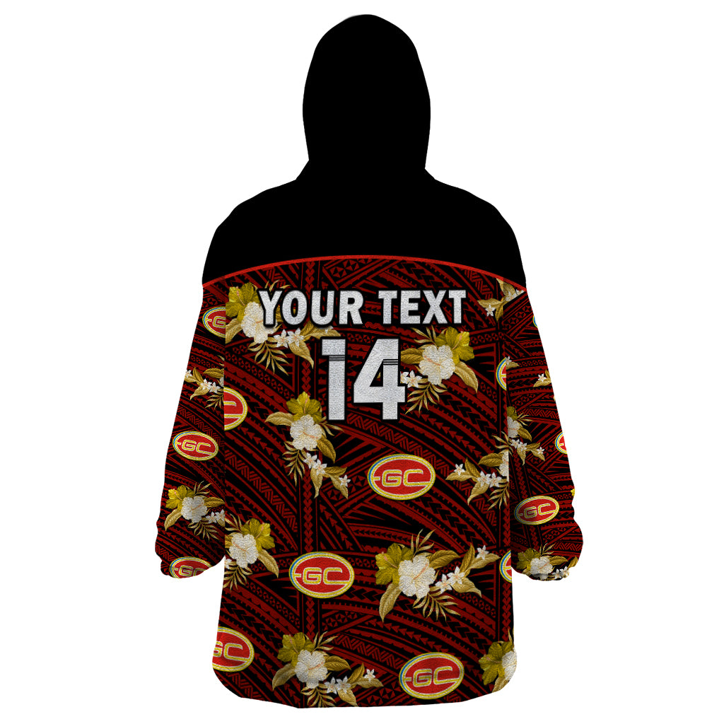 custom-text-and-number-gold-coast-football-wearable-blanket-hoodie-suns-polynesian-tribal-mix-tropical-hawaiian-style