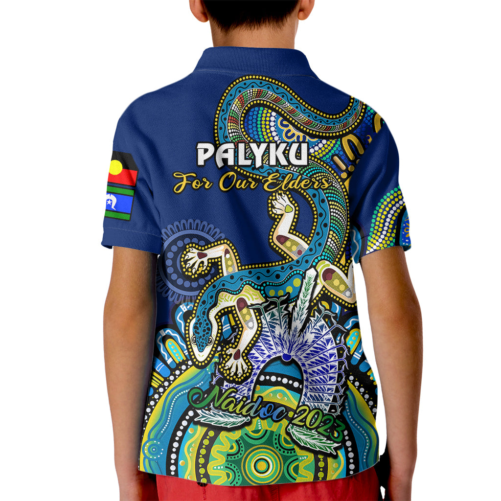 australia-naidoc-2023-kid-polo-shirt-palyku-indigenous-lizard-for-our-elders