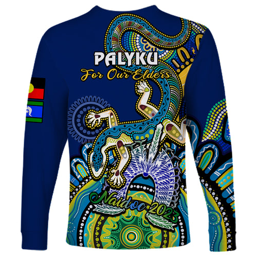 australia-naidoc-2023-long-sleeve-shirt-palyku-indigenous-lizard-for-our-elders