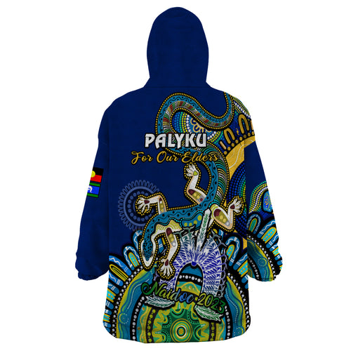 australia-naidoc-2023-wearable-blanket-hoodie-palyku-indigenous-lizard-for-our-elders