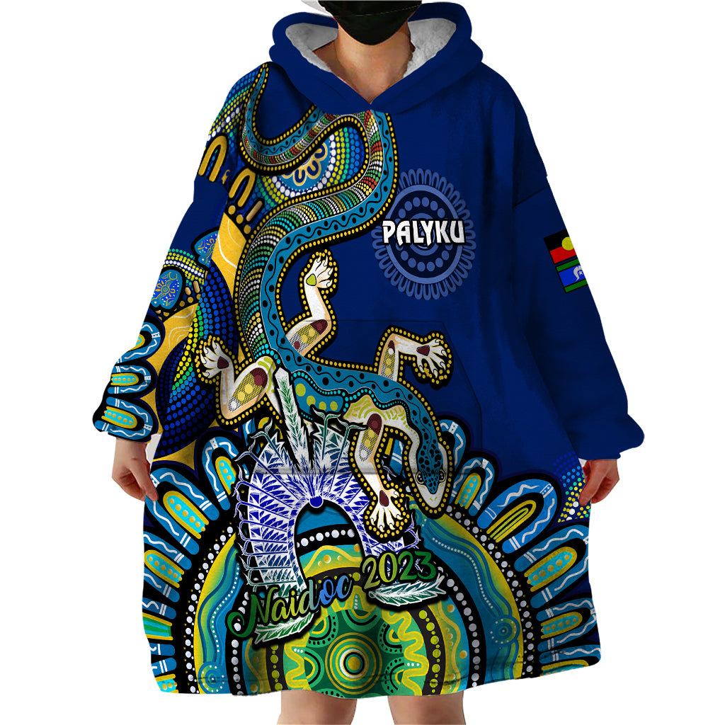 australia-naidoc-2023-wearable-blanket-hoodie-palyku-indigenous-lizard-for-our-elders