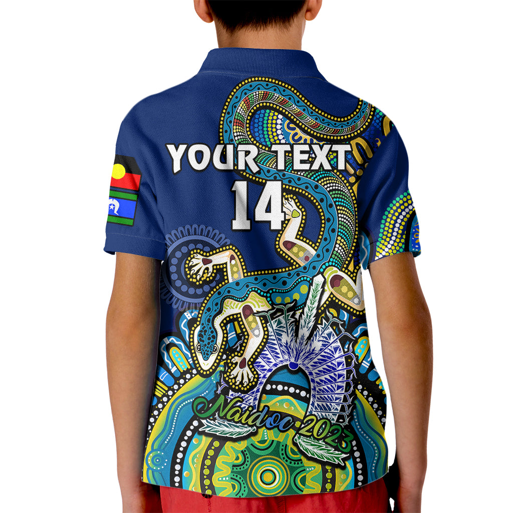 custom-text-and-number-australia-naidoc-2023-kid-polo-shirt-palyku-indigenous-lizard-for-our-elders