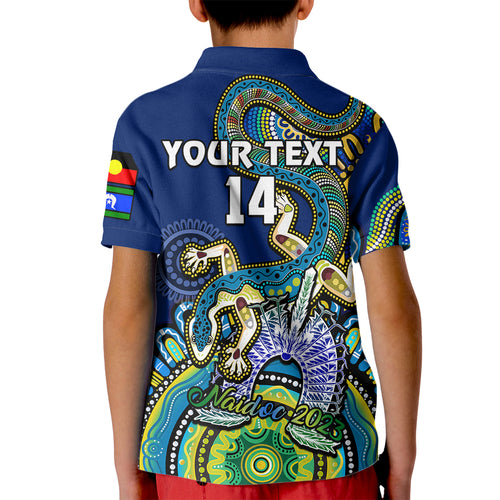 custom-text-and-number-australia-naidoc-2023-kid-polo-shirt-palyku-indigenous-lizard-for-our-elders