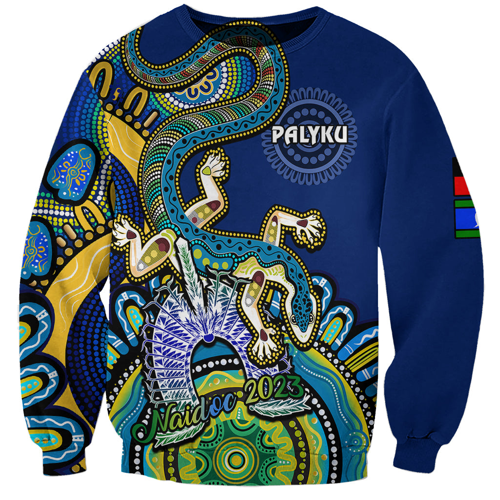 custom-text-and-number-australia-naidoc-2023-sweatshirt-palyku-indigenous-lizard-for-our-elders