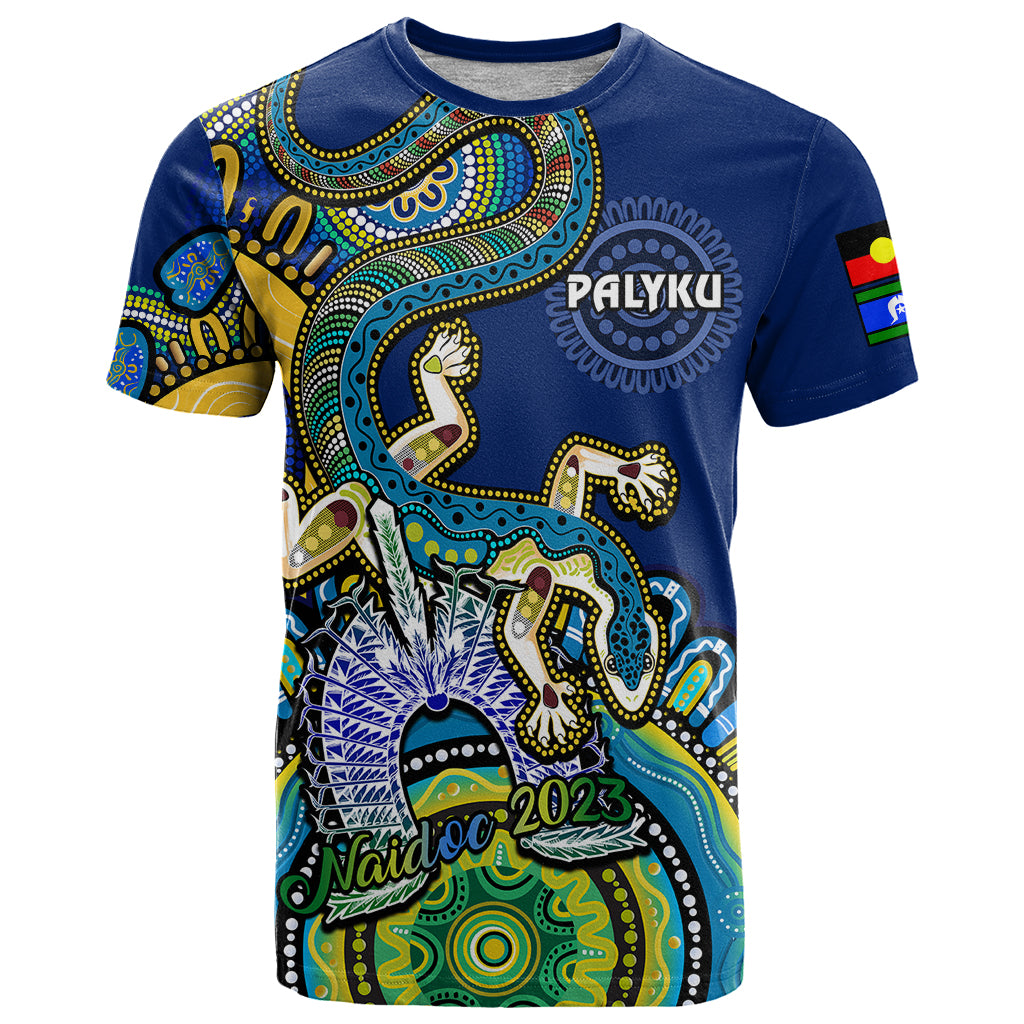 custom-text-and-number-australia-naidoc-2023-t-shirt-palyku-indigenous-lizard-for-our-elders