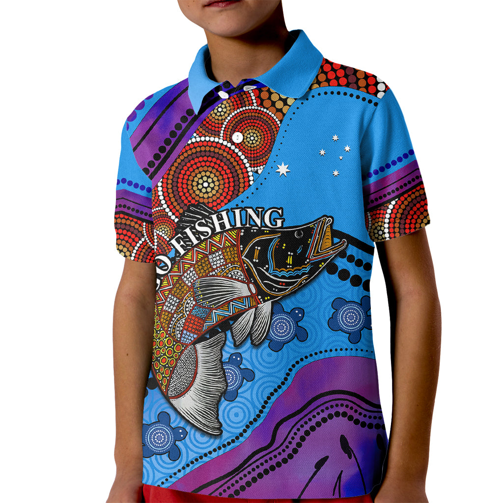 custom-personalised-australia-kid-polo-shirt-go-fishing-aboriginal-art