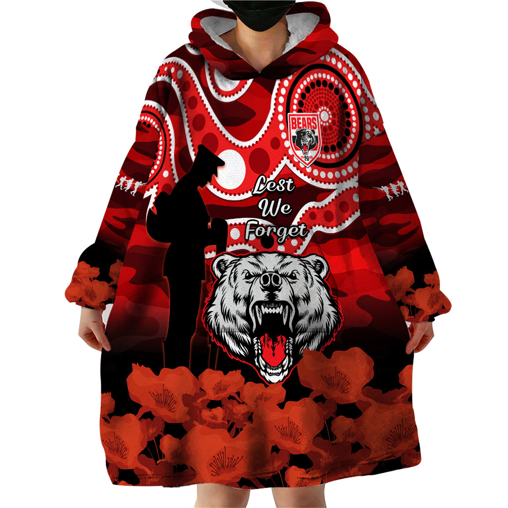 custom-text-and-number-north-sydney-rugby-anzac-wearable-blanket-hoodie-bears-indigenous-mix-camouflage-poppy