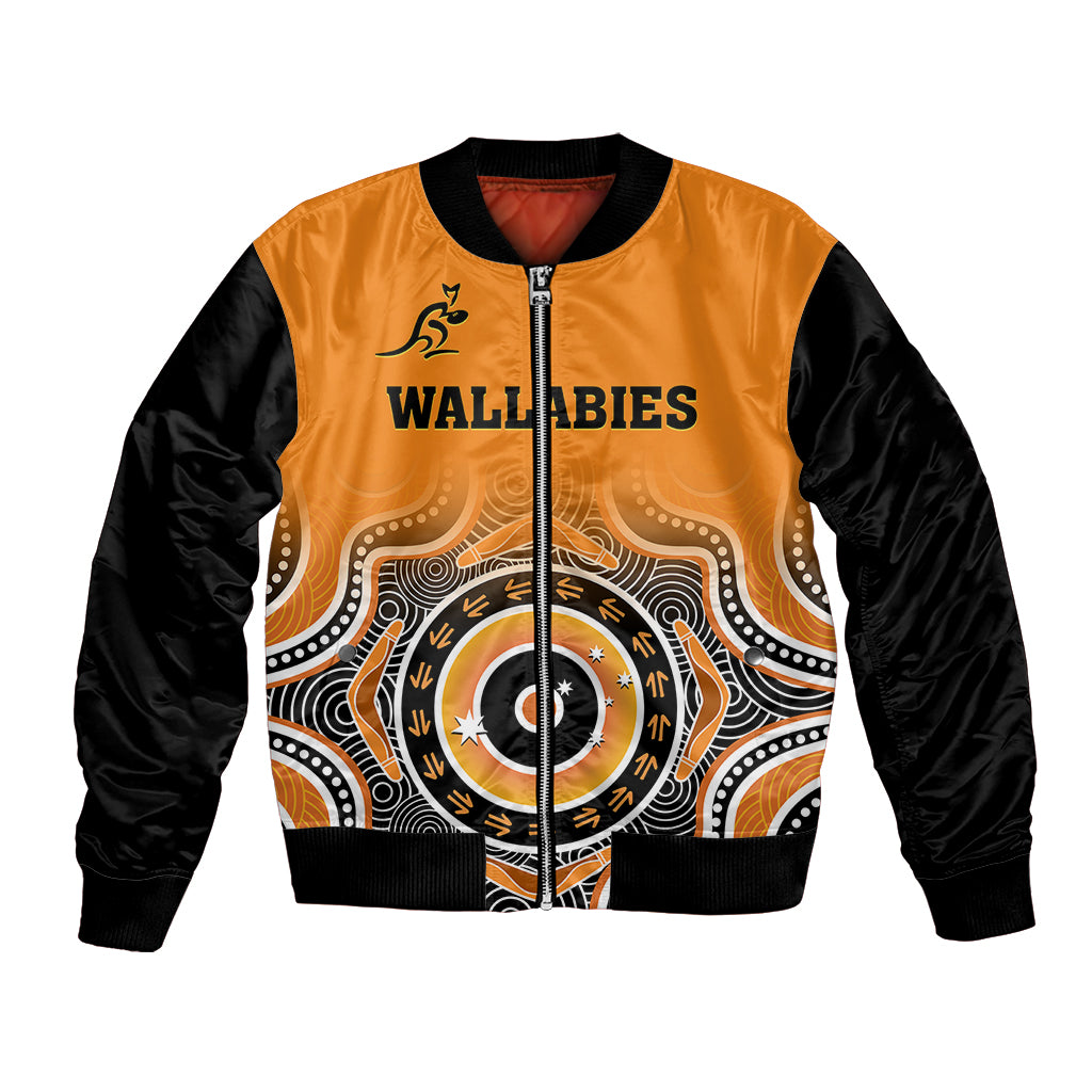custom-text-and-number-wallabies-rugby-bomber-jacket-aussie-go-champions-indigenous-orange