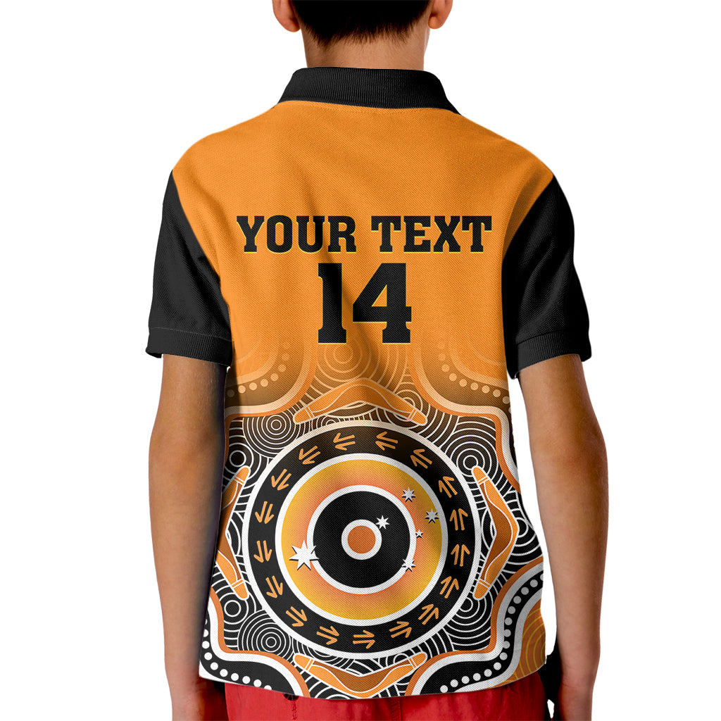 custom-text-and-number-wallabies-rugby-kid-polo-shirt-aussie-go-champions-indigenous-orange