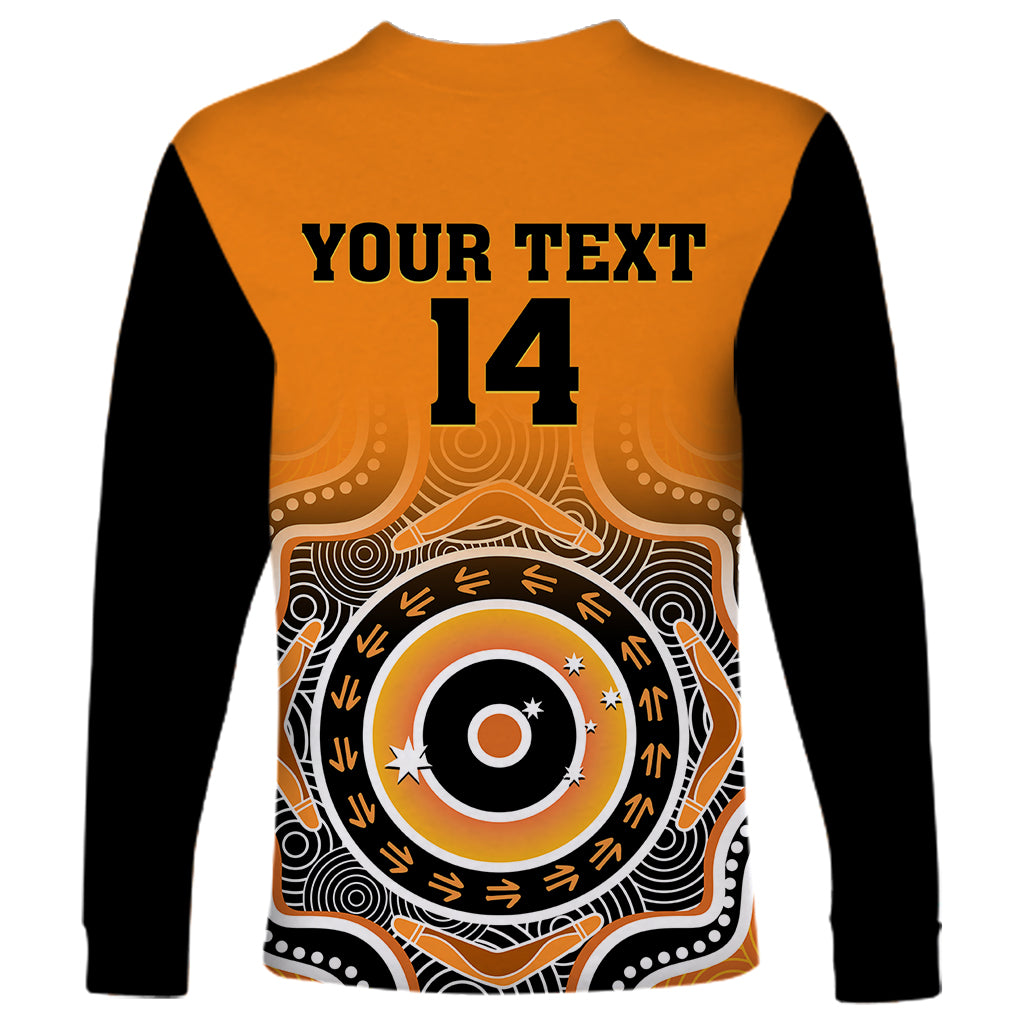 custom-text-and-number-wallabies-rugby-long-sleeve-shirt-aussie-go-champions-indigenous-orange