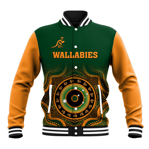 custom-text-and-number-wallabies-rugby-baseball-jacket-aussie-go-champions-indigenous-green