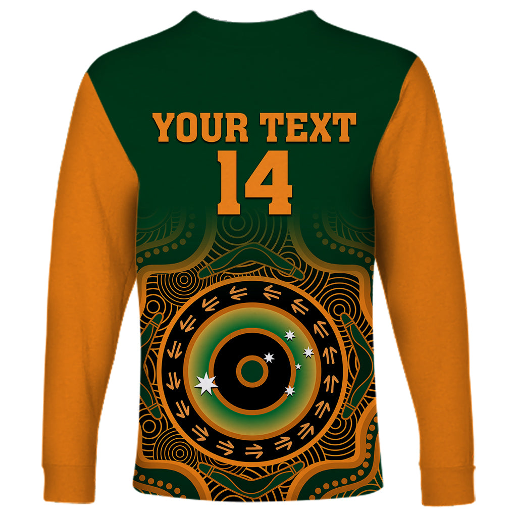 custom-text-and-number-wallabies-rugby-long-sleeve-shirt-aussie-go-champions-indigenous-green
