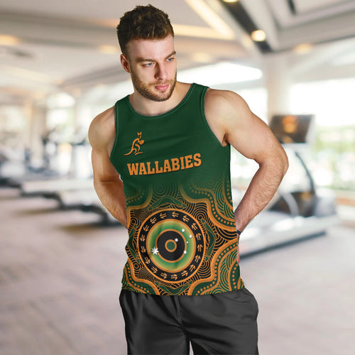 custom-text-and-number-wallabies-rugby-men-tank-top-aussie-go-champions-indigenous-green