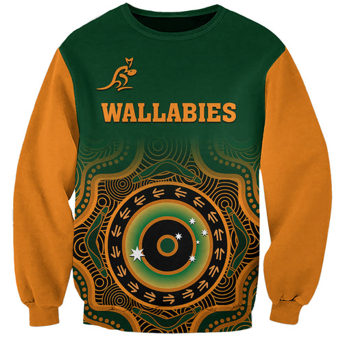 custom-text-and-number-wallabies-rugby-sweatshirt-aussie-go-champions-indigenous-green