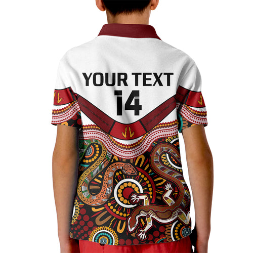 custom-text-and-number-australia-indigenous-rugby-kid-polo-shirt-all-stars-aussie-snake-and-lizard