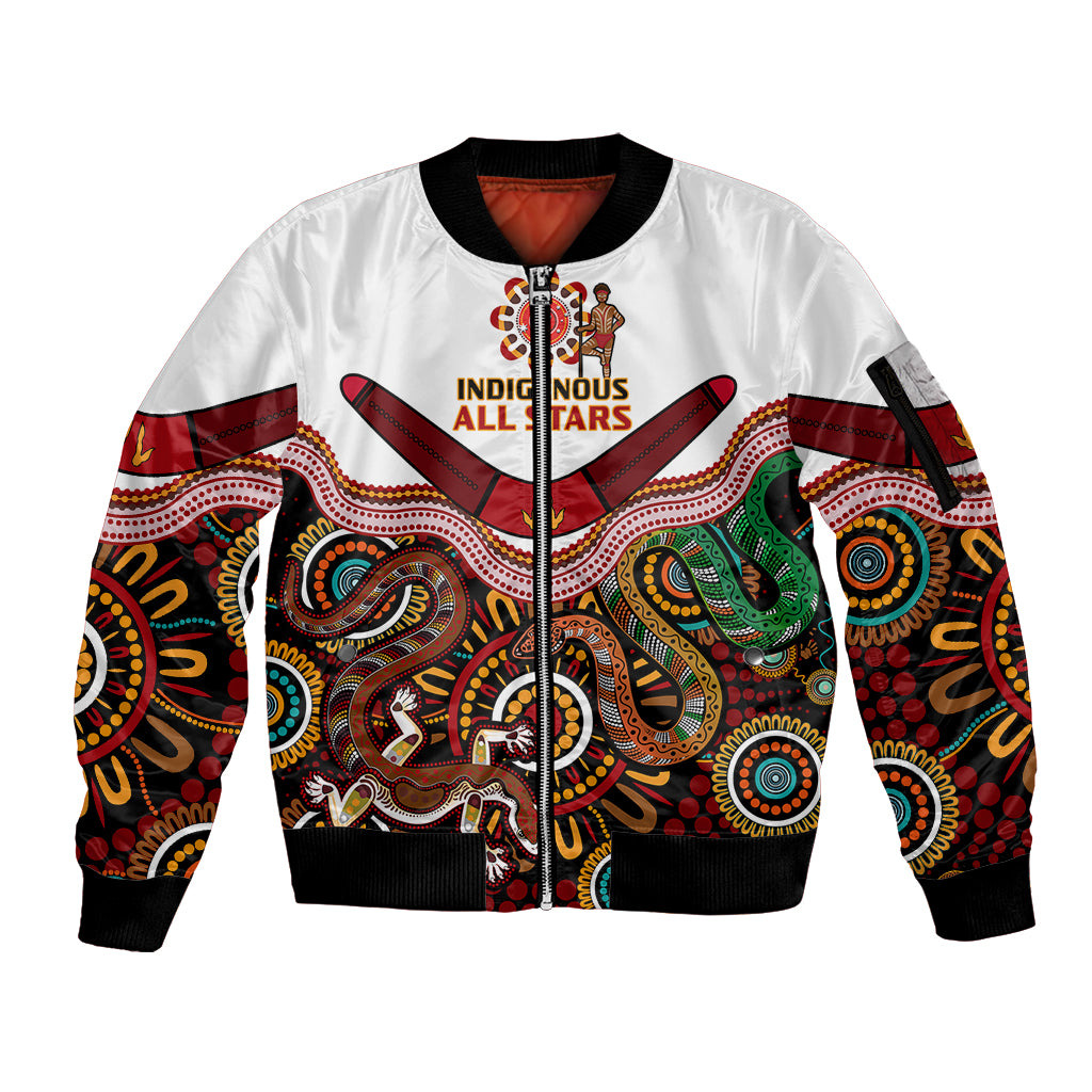 custom-text-and-number-australia-indigenous-rugby-sleeve-zip-bomber-jacket-all-stars-aussie-snake-and-lizard