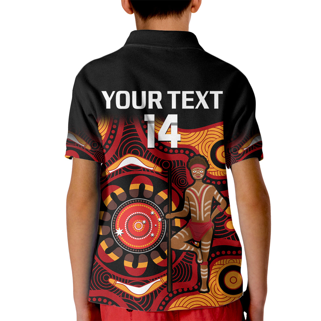 custom-text-and-number-australia-indigenous-rugby-kid-polo-shirt-all-stars-aborigine-dreamtime-black-version