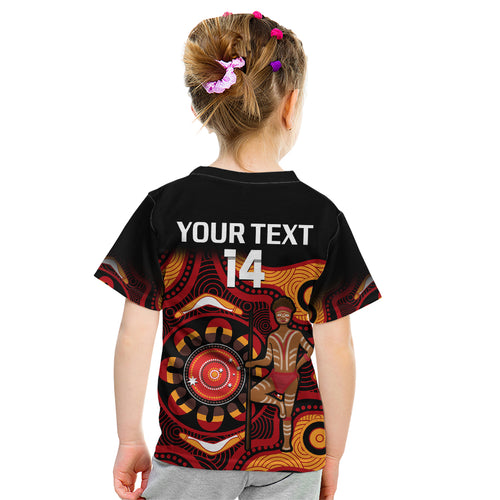 custom-text-and-number-australia-indigenous-rugby-kid-t-shirt-all-stars-aborigine-dreamtime-black-version