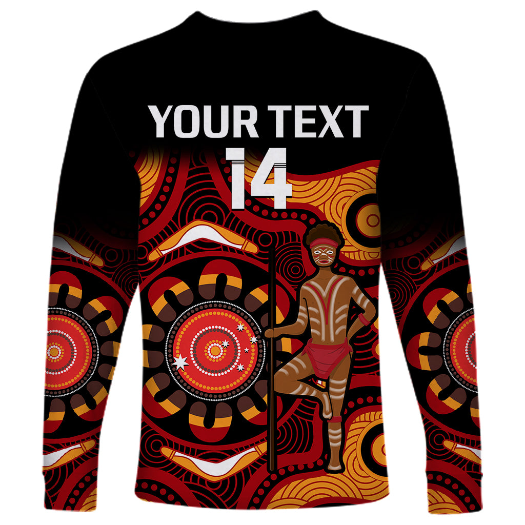 custom-text-and-number-australia-indigenous-rugby-long-sleeve-shirt-all-stars-aborigine-dreamtime-black-version