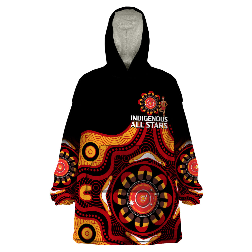 custom-text-and-number-australia-indigenous-rugby-wearable-blanket-hoodie-all-stars-aborigine-dreamtime-black-version