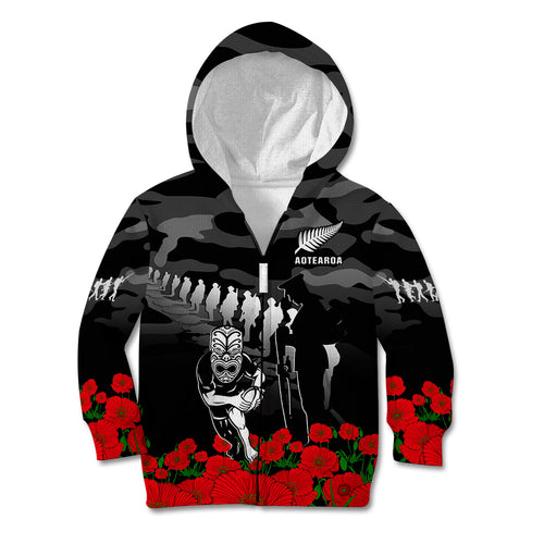 custom-text-and-number-new-zealand-anzac-rugby-kid-hoodie-silver-fern-all-black-camouflage-mix-poppy