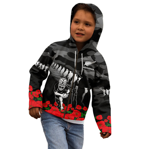 custom-text-and-number-new-zealand-anzac-rugby-kid-hoodie-silver-fern-all-black-camouflage-mix-poppy
