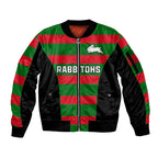 custom-text-and-number-rabbitohs-rugby-sleeve-zip-bomber-jacket-go-souths-1908-sporty-style-black