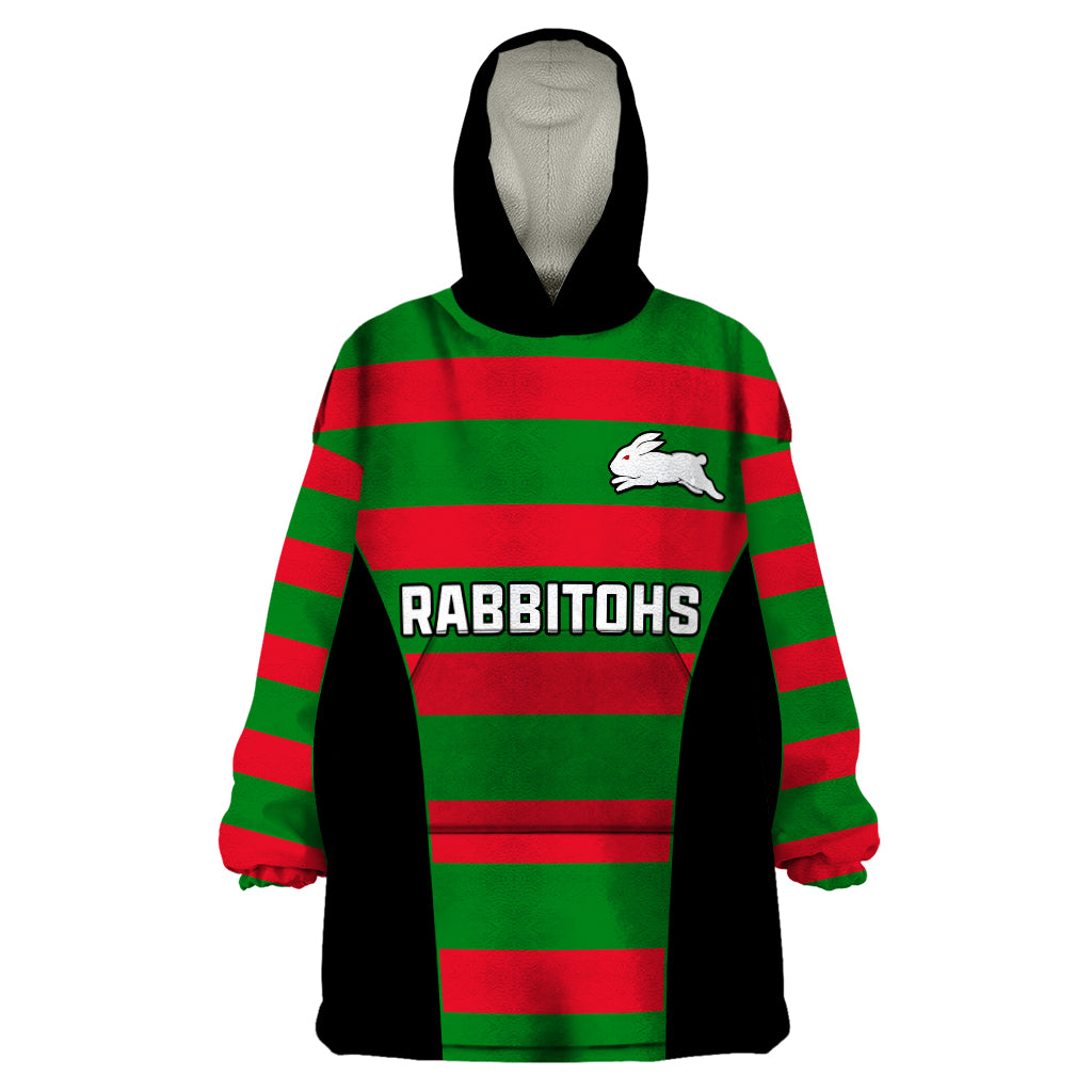 custom-text-and-number-rabbitohs-rugby-wearable-blanket-hoodie-go-souths-1908-sporty-style-black
