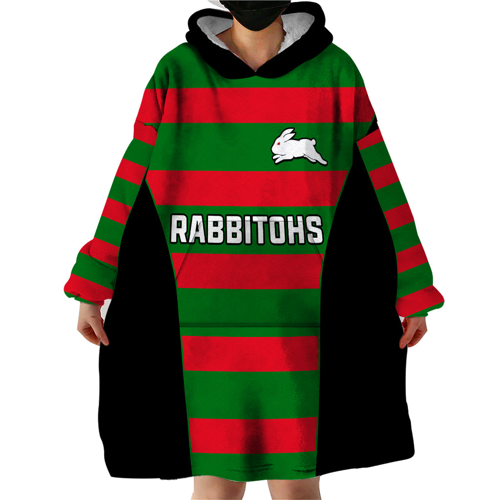custom-text-and-number-rabbitohs-rugby-wearable-blanket-hoodie-go-souths-1908-sporty-style-black