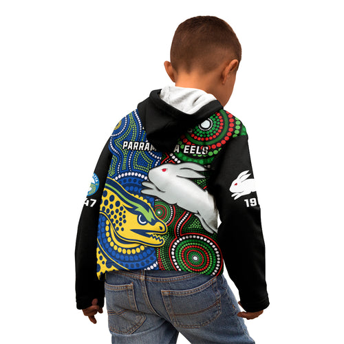 rabbitohs-mix-eels-rugby-kid-hoodie-souths-and-parra-indigenous