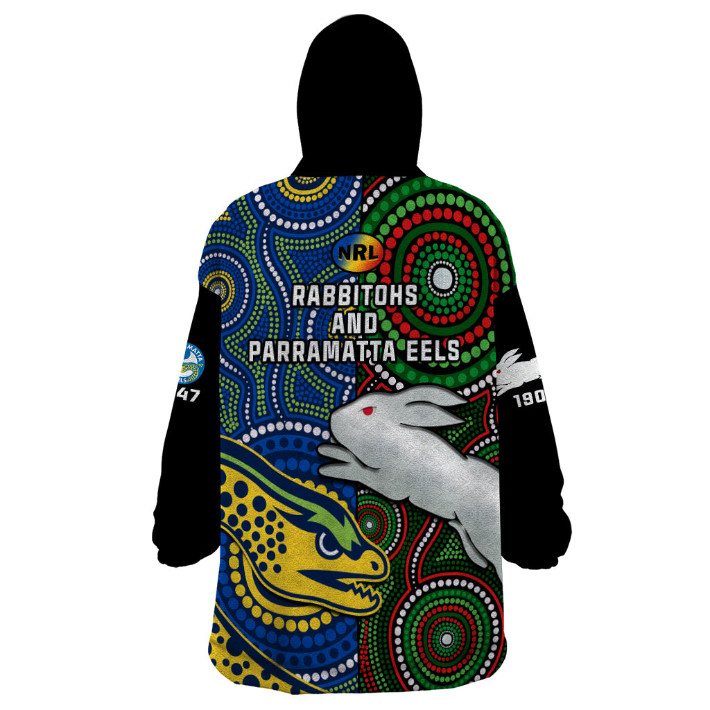 rabbitohs-mix-eels-rugby-wearable-blanket-hoodie-souths-and-parra-indigenous