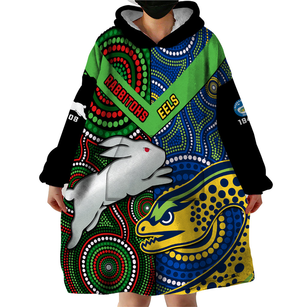 rabbitohs-mix-eels-rugby-wearable-blanket-hoodie-souths-and-parra-indigenous