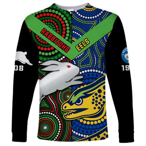 custom-text-and-number-rabbitohs-mix-eels-rugby-long-sleeve-shirt-souths-and-parra-indigenous