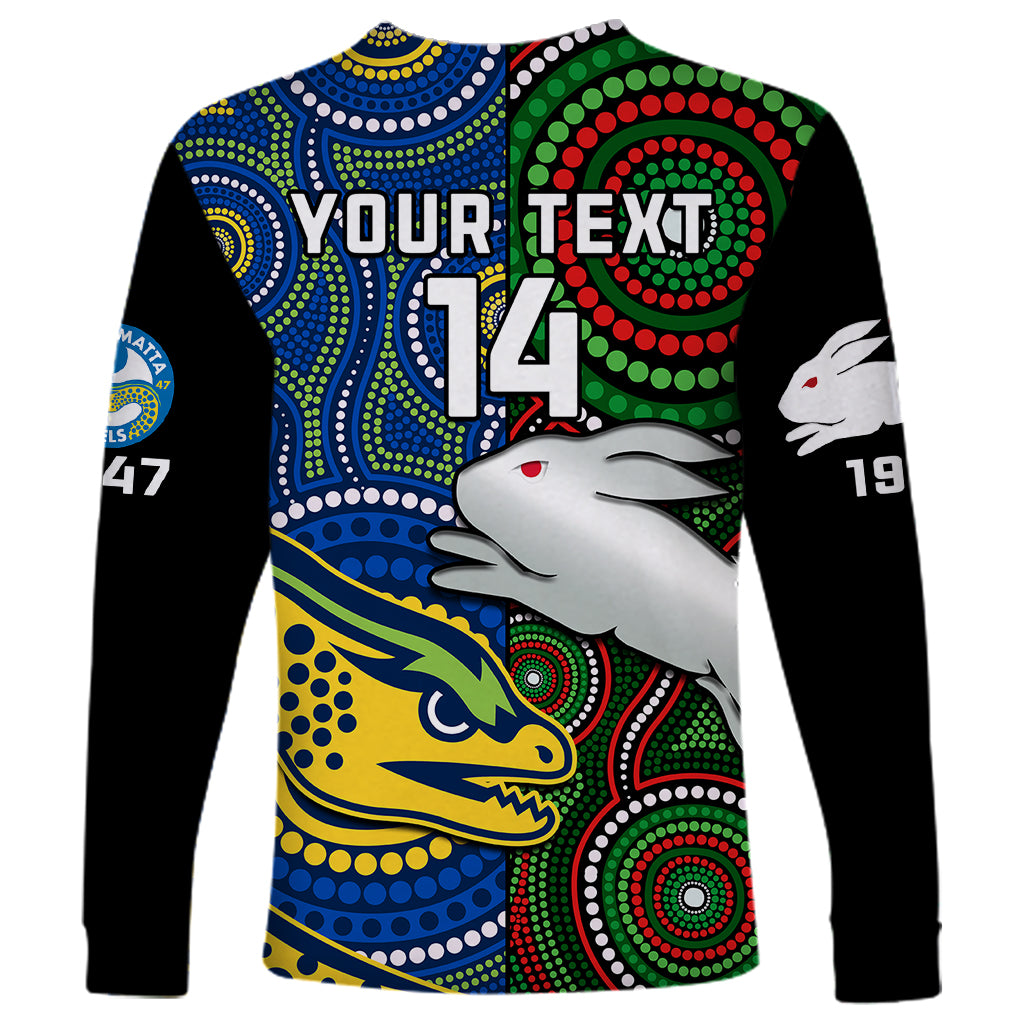 custom-text-and-number-rabbitohs-mix-eels-rugby-long-sleeve-shirt-souths-and-parra-indigenous