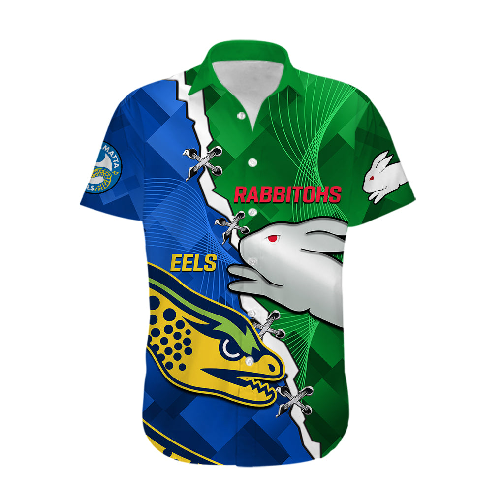custom-personalised-rabbitohs-mix-eels-rugby-hawaiian-shirt-souths-and-parra-sporty-style