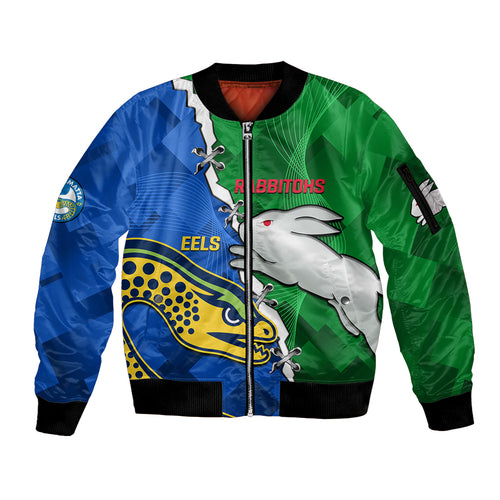 custom-personalised-rabbitohs-mix-eels-rugby-sleeve-zip-bomber-jacket-souths-and-parra-sporty-style