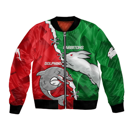 custom-personalised-rabbitohs-mix-dolphins-rugby-bomber-jacket-sporty-style