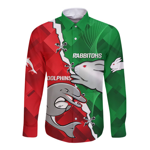 custom-personalised-rabbitohs-mix-dolphins-rugby-long-sleeve-button-shirt-sporty-style