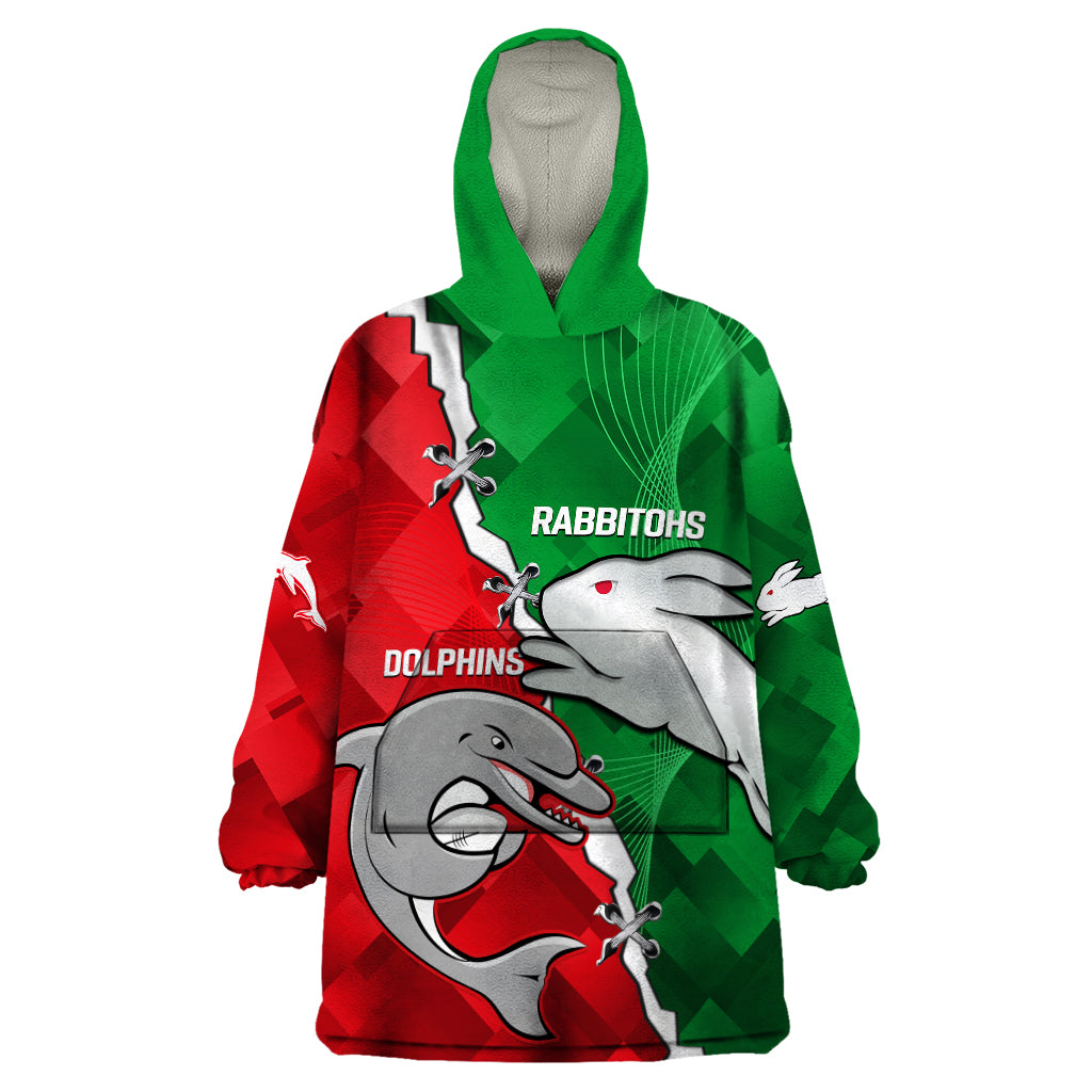 custom-personalised-rabbitohs-mix-dolphins-rugby-wearable-blanket-hoodie-sporty-style