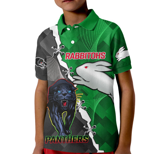 custom-personalised-rabbitohs-mix-panthers-rugby-kid-polo-shirt-sporty-style