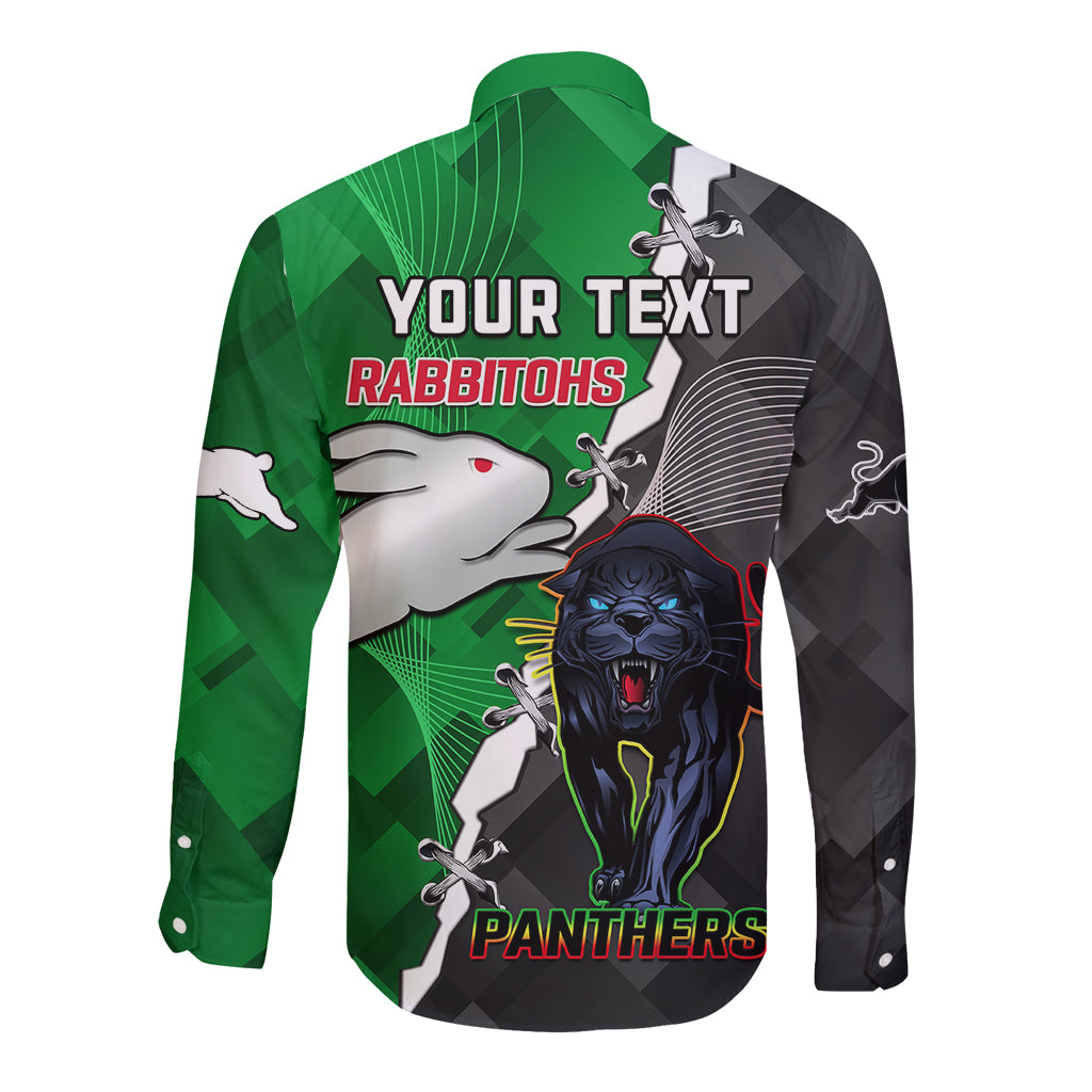 custom-personalised-rabbitohs-mix-panthers-rugby-long-sleeve-button-shirt-sporty-style