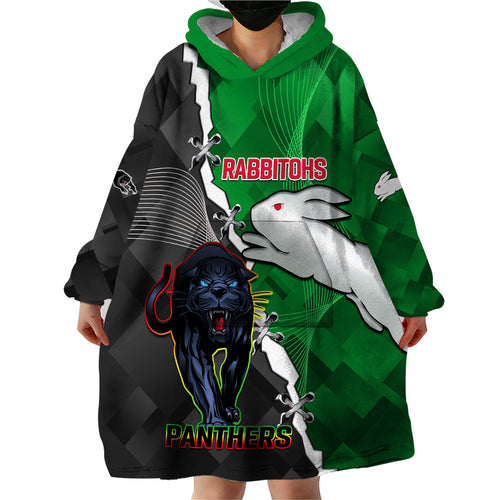custom-personalised-rabbitohs-mix-panthers-rugby-wearable-blanket-hoodie-sporty-style