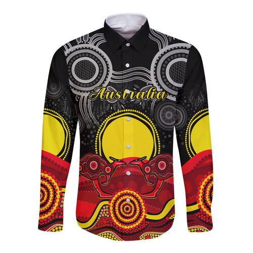 custom-personalised-australian-indigenous-long-sleeve-button-shirt-kangaroos-circle-aboriginal-art